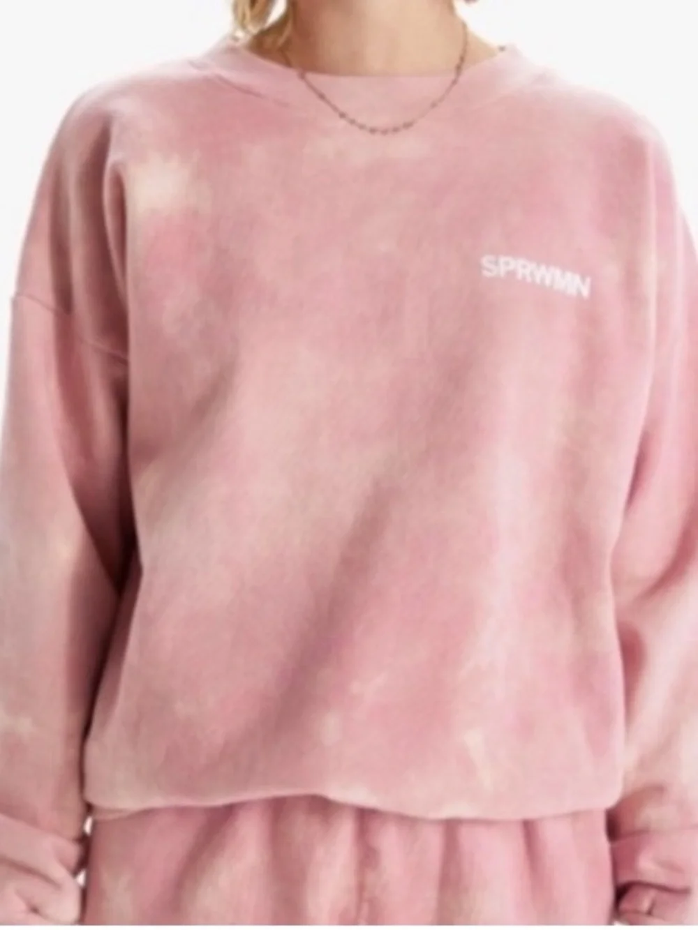 SPRWMN Pink Rose Tie-Dye Crewneck Sweatshirt and Sweatpants Set - Picture 2 of 9